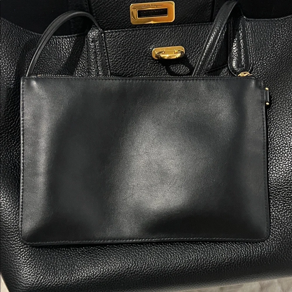 Salvatore Ferragamo Black Leather Tote Bag - Picture 13 of 14